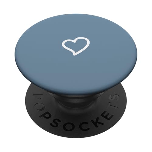 Weißes, handgezeichnetes minimalistisches Herz in Sierra Blue PopSockets mit austauschbarem PopGrip von Hand Drawn Heart Designs By AJC