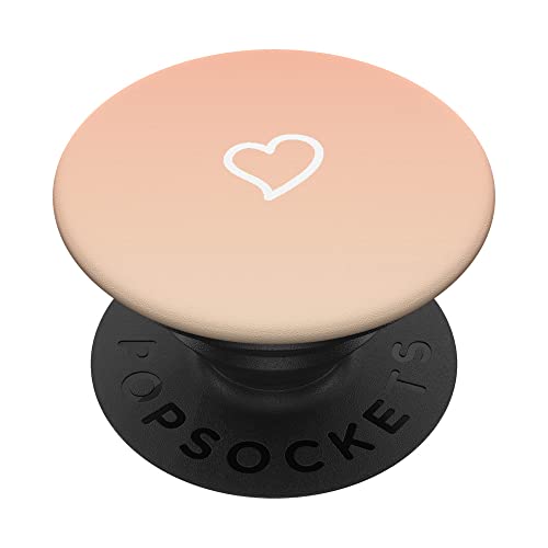Weißes, handgezeichnetes minimalistisches Herz in zartem Pfirsich-Ombré PopSockets mit austauschbarem PopGrip Weißes, handgezeichnetes minimalistisches Herz in zartem Pfirsich-Ombré PopSockets mit austauschbarem PopGrip von Hand Drawn Heart Designs By AJC