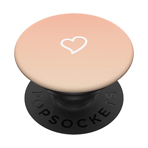 Weißes, handgezeichnetes minimalistisches Herz in zartem Pfirsich-Ombré PopSockets mit austauschbarem PopGrip von Hand Drawn Heart Designs By AJC