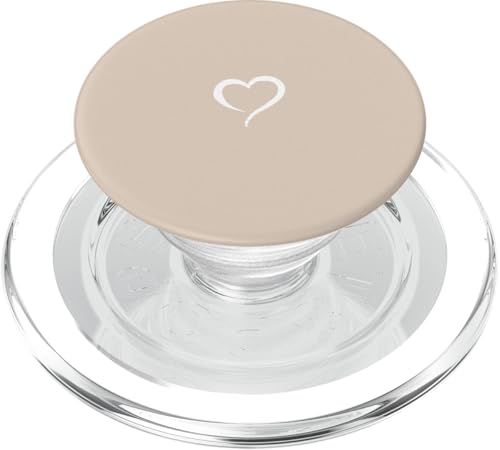 Handgezeichnetes Herz, minimalistisch, Liebe, Sandbeige PopSockets PopGrip für MagSafe von Hand Drawn Heart by AJC
