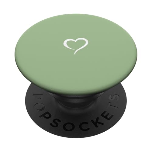 Hand Drawn Heart by AJC Matcha grünes, handgezeichnetes Herz, minimalistische Liebe. PopSockets Klebender PopGrip für verschiedene Smartphones (außer kabelloser Aufladung), Schwarz, Grün von Hand Drawn Heart by AJC