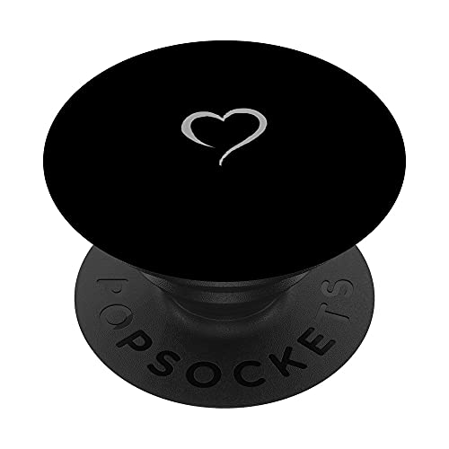 Dunkelgraues, schwarzes, minimalistisches, handgezeichnetes Herz PopSockets mit austauschbarem PopGrip von Hand Drawn Minimalist Heart Design
