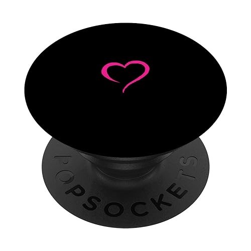 Handgezeichnetes Herz in Hot Pink und Schwarz PopSockets mit austauschbarem PopGrip von Hand Drawn Minimalist Heart Design