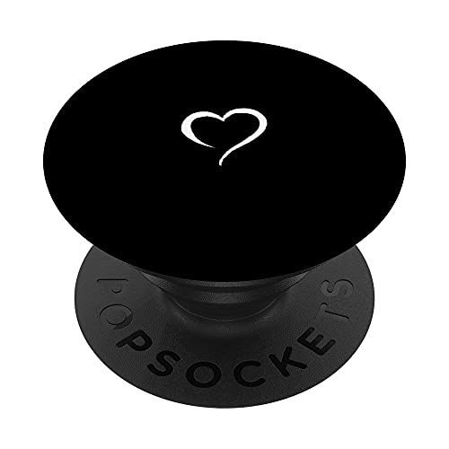 Minimalistisches, handgezeichnetes Herz, Weiß / Schwarz PopSockets mit austauschbarem PopGrip von Hand Drawn Minimalist Heart Design