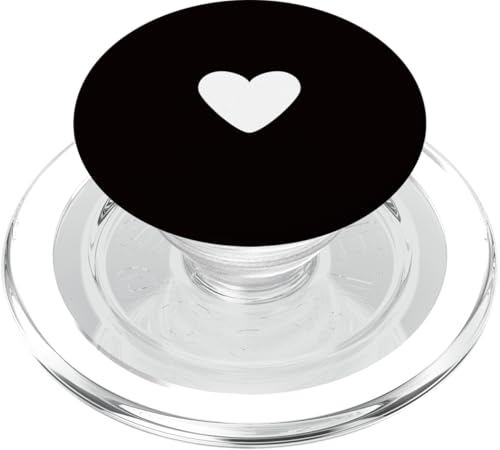 Weiße Herz-Grafik auf schwarzem Hintergrund PopSockets PopGrip für MagSafe Weiße Herz-Grafik auf schwarzem Hintergrund PopSockets PopGrip für MagSafe von Hand Drawn Minimalist Heart Design