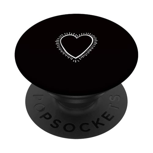 White Love Heart Scribble Grafik auf schwarzem Hintergrund PopSockets Klebender PopGrip White Love Heart Scribble Grafik auf schwarzem Hintergrund PopSockets Klebender PopGrip von Hand Drawn Minimalist Heart Design