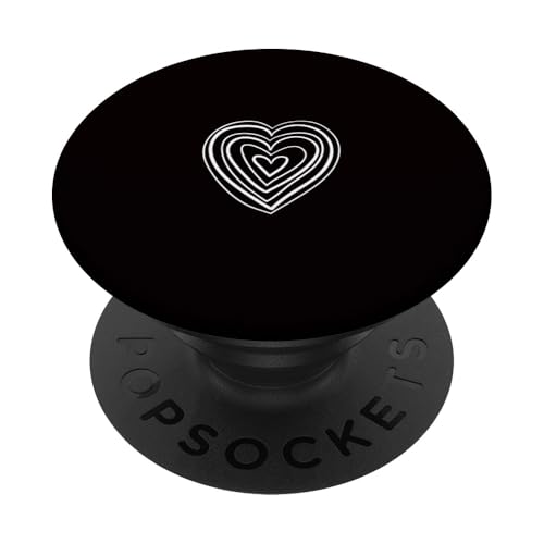 White Love Heart Scribble Grafik auf schwarzem Hintergrund PopSockets Klebender PopGrip von Hand Drawn Minimalist Heart Design