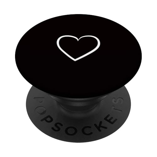 White Love Heart Scribble Grafik auf schwarzem Hintergrund PopSockets Klebender PopGrip von Hand Drawn Minimalist Heart Design
