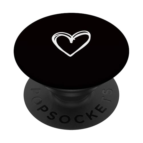 White Love Heart Scribble Grafik auf schwarzem Hintergrund PopSockets Klebender PopGrip White Love Heart Scribble Grafik auf schwarzem Hintergrund PopSockets Klebender PopGrip von Hand Drawn Minimalist Heart Design