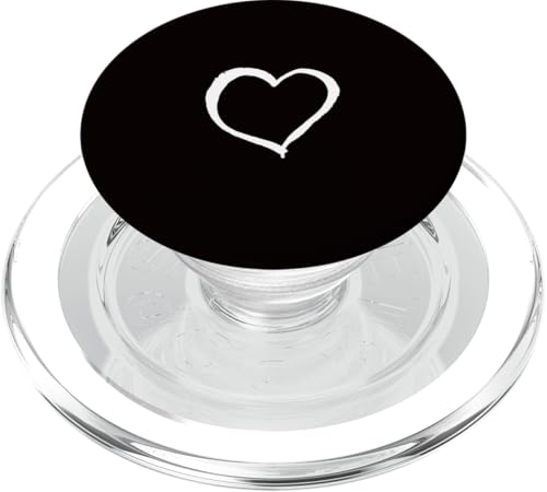 White Love Heart Scribble Grafik auf schwarzem Hintergrund PopSockets PopGrip für MagSafe von Hand Drawn Minimalist Heart Design