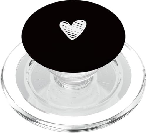 White Love Heart Scribble Grafik auf schwarzem Hintergrund PopSockets PopGrip für MagSafe von Hand Drawn Minimalist Heart Design