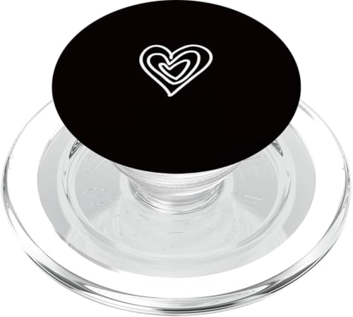 White Love Heart Scribble Grafik auf schwarzem Hintergrund PopSockets PopGrip für MagSafe von Hand Drawn Minimalist Heart Design