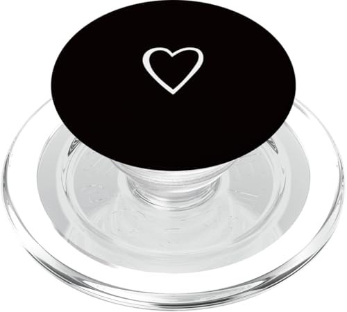 White Love Heart Scribble Grafik auf schwarzem Hintergrund PopSockets PopGrip für MagSafe von Hand Drawn Minimalist Heart Design