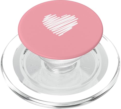 Weißes Liebesherz Scribble Grafik auf rosa Hintergrund PopSockets PopGrip für MagSafe von Hand Drawn Minimalist Heart Light Pink Design