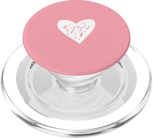 Weißes Liebesherz Scribble Grafik auf rosa Hintergrund PopSockets PopGrip für MagSafe von Hand Drawn Minimalist Heart Light Pink Design