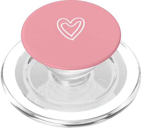 Weißes Liebesherz Scribble Grafik auf rosa Hintergrund PopSockets PopGrip für MagSafe von Hand Drawn Minimalist Heart Light Pink Design