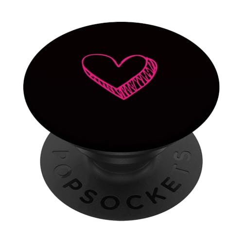 Hot Pink Love Heart Scribble Grafik auf schwarzem Hintergrund PopSockets Klebender PopGrip von Hand Drawn Minimalist Hot Pink Heart Design
