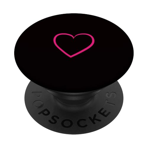 Hot Pink Love Heart Scribble Grafik auf schwarzem Hintergrund PopSockets Klebender PopGrip von Hand Drawn Minimalist Hot Pink Heart Design