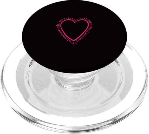 Hot Pink Love Heart Scribble Grafik auf schwarzem Hintergrund PopSockets PopGrip für MagSafe von Hand Drawn Minimalist Hot Pink Heart Design