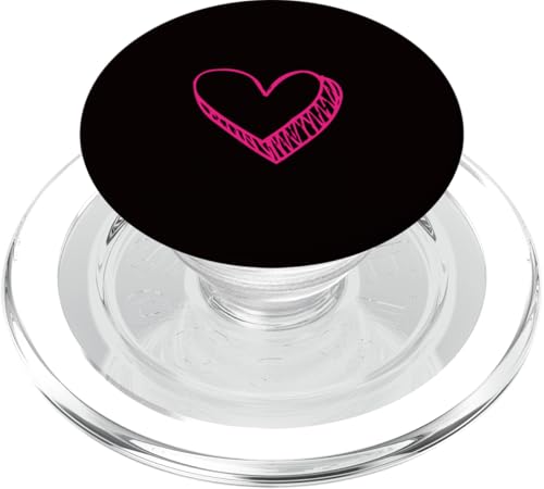 Hot Pink Love Heart Scribble Grafik auf schwarzem Hintergrund PopSockets PopGrip für MagSafe von Hand Drawn Minimalist Hot Pink Heart Design
