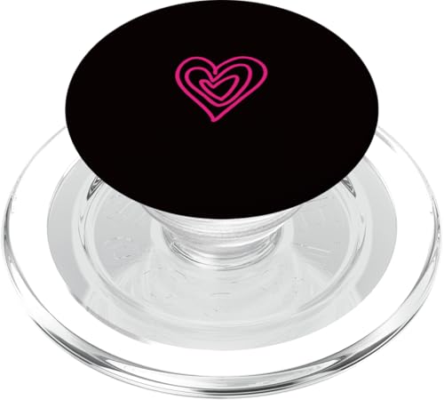 Hot Pink Love Heart Scribble Grafik auf schwarzem Hintergrund PopSockets PopGrip für MagSafe von Hand Drawn Minimalist Hot Pink Heart Design