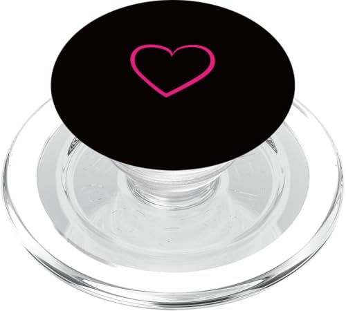 Hot Pink Love Heart Scribble Grafik auf schwarzem Hintergrund PopSockets PopGrip für MagSafe von Hand Drawn Minimalist Hot Pink Heart Design