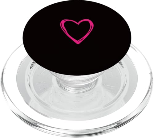 Hot Pink Love Heart Scribble Grafik auf schwarzem Hintergrund PopSockets PopGrip für MagSafe von Hand Drawn Minimalist Hot Pink Heart Design