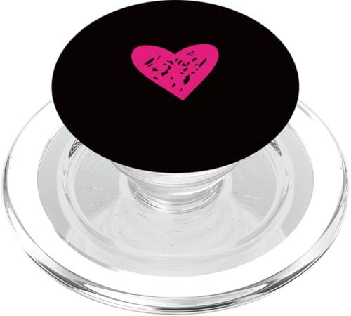 Hot Pink Love Heart Scribble Grafik auf schwarzem Hintergrund PopSockets PopGrip für MagSafe von Hand Drawn Minimalist Hot Pink Heart Design