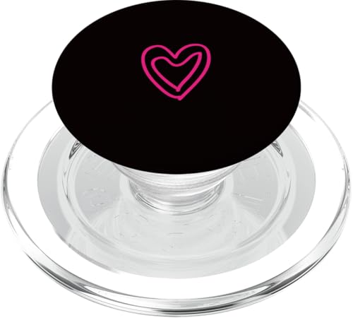 Hot Pink Love Heart Scribble Grafik auf schwarzem Hintergrund PopSockets PopGrip für MagSafe von Hand Drawn Minimalist Hot Pink Heart Design