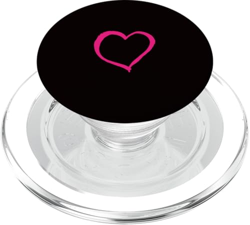 Hot Pink Love Heart Scribble Grafik auf schwarzem Hintergrund PopSockets PopGrip für MagSafe von Hand Drawn Minimalist Hot Pink Heart Design