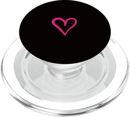 Hot Pink Love Heart Scribble Grafik auf schwarzem Hintergrund PopSockets PopGrip für MagSafe von Hand Drawn Minimalist Hot Pink Heart Design
