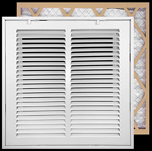 12" X 12" Filter Included Heavy Duty Steel Return Air Filter Grille [Removable Face/Door] for 1-inch Filters HVAC Duct Cover Grill, White | Outer Dimensions: 14 5/8"W X 14 5/8"H for 12x12 Duct Ope von Handua