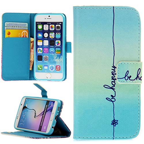 Handy Lux® Schutz Hülle Tasche Kartenfächer Flip Case Etui Cover Involto Motiv Design Hülle BookStyle für Apple iPhone 13 Pro - Be Happy von Handy Lux