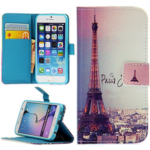 Handy Lux® Schutz Hülle Tasche Kartenfächer Flip Case Etui Cover Involto Motiv Design Hülle BookStyle für Apple iPhone XR 6,1", Eiffelturm Paris Bunt von Handy Lux