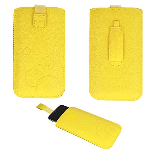 Handyschale24 Slim Case für Motorola Moto G7 Power Handytasche Gelb Schutzhülle Tasche Cover Etui mit Klettverschluss von Handyschale24