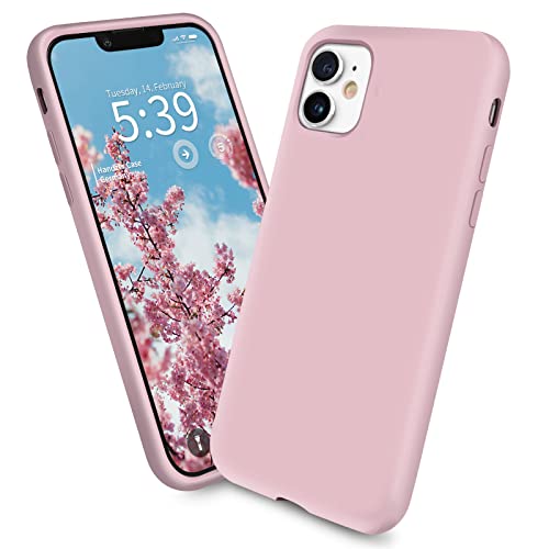 Handzer Handyhülle Rose - kompatibel mit Apple iPhone 11, stoßfeste Hülle aus hochwertigem Flüssigsilikon, optimaler Rundumschutz, Kratzfeste Schutzhülle mit Mikrofaser Innenfutter von Handzer