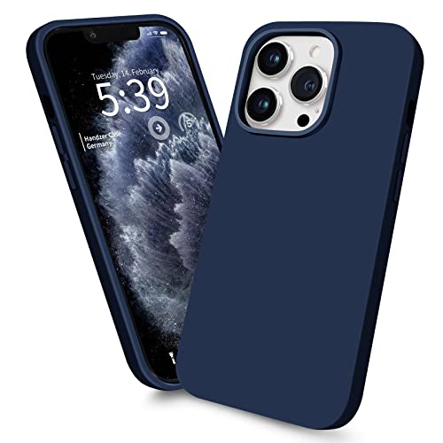 Handzer Handyhülle dunkelblau - kompatibel mit Apple iPhone 14 Pro, stoßfeste Hülle aus hochwertigem Flüssigsilikon, optimaler Rundumschutz, Kratzfeste Schutzhülle mit Mikrofaser Innenfutter von Handzer
