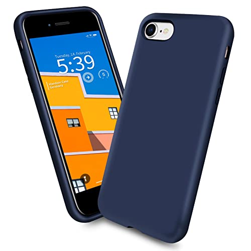 Handzer Handyhülle dunkelblau - kompatibel mit Apple iPhone SE 3/2 (2020/2022), stoßfeste Hülle aus hochwertigem Flüssigsilikon, Rundumschutz, Kratzfeste Schutzhülle mit Mikrofaser Innenfutter von Handzer