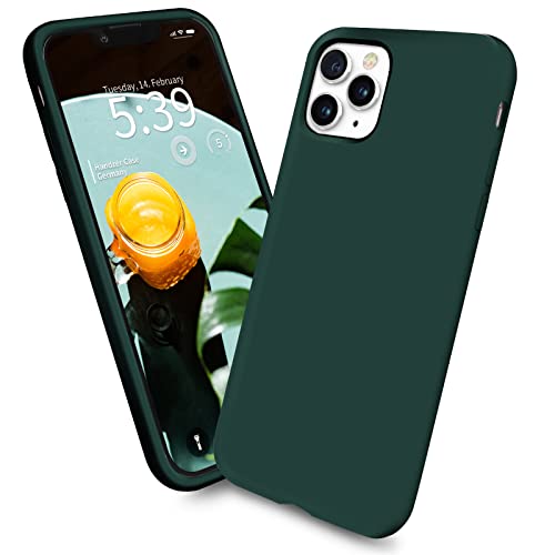 Handzer Handyhülle dunkelgrün - kompatibel mit Apple iPhone 11 Pro, stoßfeste Hülle aus hochwertigem Flüssigsilikon, optimaler Rundumschutz, Kratzfeste Schutzhülle mit Mikrofaser Innenfutter von Handzer