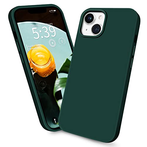 Handzer Handyhülle dunkelgrün - kompatibel mit Apple iPhone 14, stoßfeste Hülle aus hochwertigem Flüssigsilikon, optimaler Rundumschutz, Kratzfeste Schutzhülle mit Mikrofaser Innenfutter von Handzer