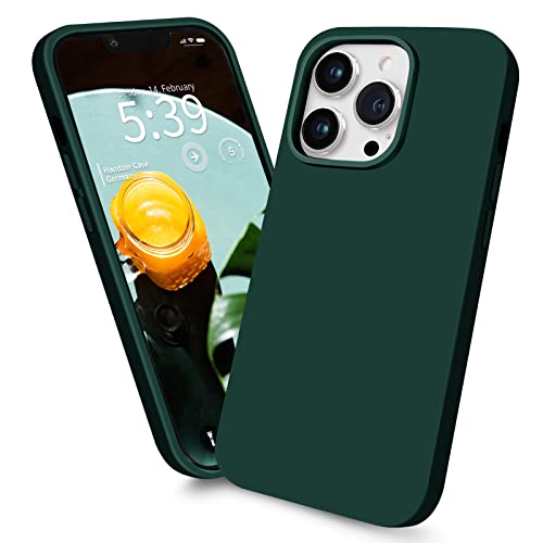 Handzer Handyhülle dunkelgrün - kompatibel mit Apple iPhone 14 Pro, stoßfeste Hülle aus hochwertigem Flüssigsilikon, optimaler Rundumschutz, Kratzfeste Schutzhülle mit Mikrofaser Innenfutter von Handzer