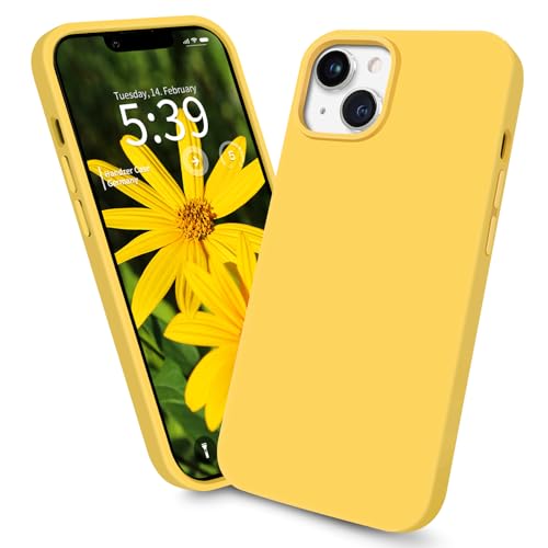 Handzer Handyhülle gelb - kompatibel mit Apple iPhone 14 Plus, stoßfeste Hülle aus hochwertigem Flüssigsilikon, optimaler Rundumschutz, Kratzfeste Schutzhülle mit Mikrofaser Innenfutter von Handzer