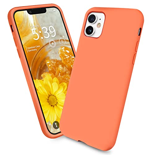 Handzer Handyhülle gelb orange - kompatibel mit Apple iPhone 11, stoßfeste Hülle aus hochwertigem Flüssigsilikon, optimaler Rundumschutz, Kratzfeste Schutzhülle mit Mikrofaser Innenfutter von Handzer