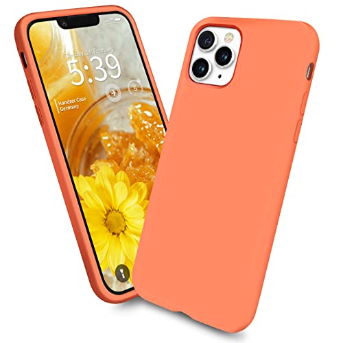 Handzer Handyhülle gelb orange - kompatibel mit Apple iPhone 11 Pro, stoßfeste Hülle aus hochwertigem Flüssigsilikon, optimaler Rundumschutz, Kratzfeste Schutzhülle mit Mikrofaser Innenfutter von Handzer