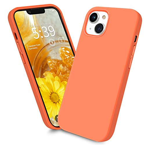 Handzer Handyhülle gelb orange - kompatibel mit Apple iPhone 13 Mini, stoßfeste Hülle aus hochwertigem Flüssigsilikon, optimaler Rundumschutz, Kratzfeste Schutzhülle mit Mikrofaser Innenfutter von Handzer