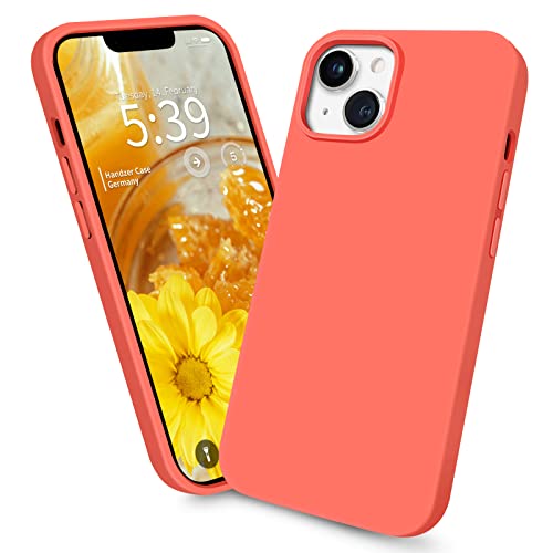 Handzer Handyhülle gelb orange - kompatibel mit Apple iPhone 14, stoßfeste Hülle aus hochwertigem Flüssigsilikon, optimaler Rundumschutz, Kratzfeste Schutzhülle mit Mikrofaser Innenfutter von Handzer