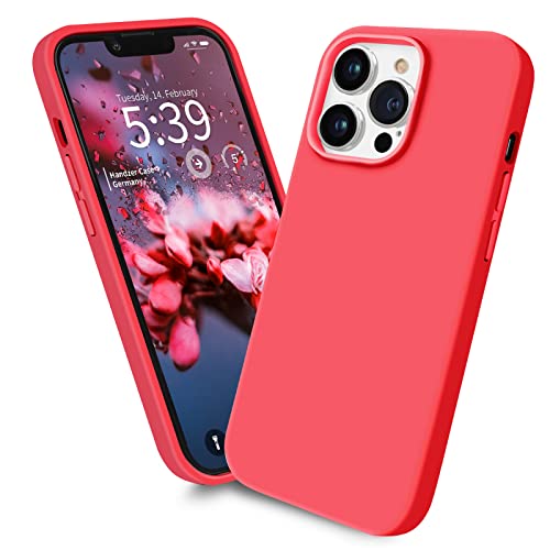 Handzer Handyhülle pink - kompatibel mit Apple iPhone 13 Pro, stoßfeste Hülle aus hochwertigem Flüssigsilikon, optimaler Rundumschutz, Kratzfeste Schutzhülle mit Mikrofaser Innenfutter von Handzer