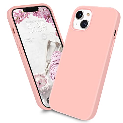 Handzer Handyhülle rosa - kompatibel mit Apple iPhone 13, stoßfeste Hülle aus hochwertigem Flüssigsilikon, optimaler Rundumschutz, Kratzfeste Schutzhülle mit Mikrofaser Innenfutter von Handzer