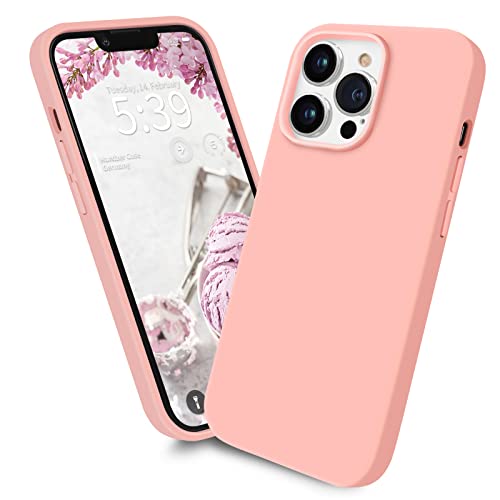 Handzer Handyhülle rosa - kompatibel mit Apple iPhone 13 Pro, stoßfeste Hülle aus hochwertigem Flüssigsilikon, optimaler Rundumschutz, Kratzfeste Schutzhülle mit Mikrofaser Innenfutter von Handzer