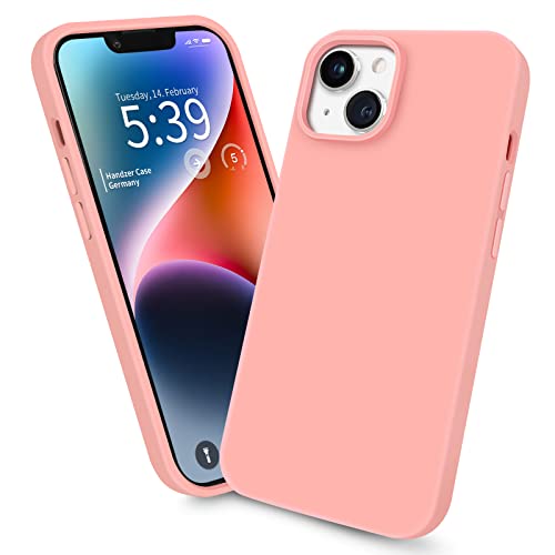 Handzer Handyhülle rosa - kompatibel mit Apple iPhone 14 Plus, stoßfeste Hülle aus hochwertigem Flüssigsilikon, optimaler Rundumschutz, Kratzfeste Schutzhülle mit Mikrofaser Innenfutter von Handzer